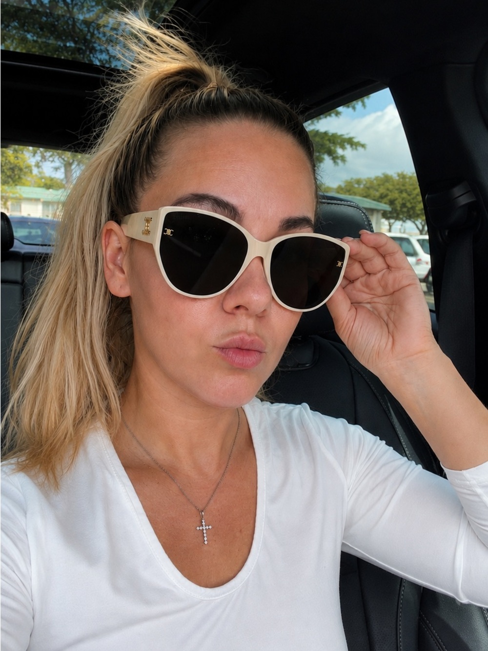 Celine Off White UV400 protection Cat Eye Frame Sunglasses Shades - Picture 3 of 11